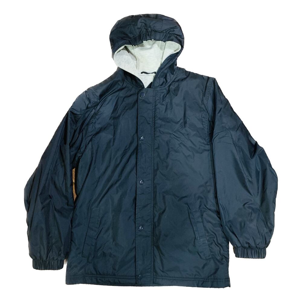 Izod Boys Jacket XL Blue Regular 18 Nylon Wind Breaker Hood Pockets Zipper Snaps